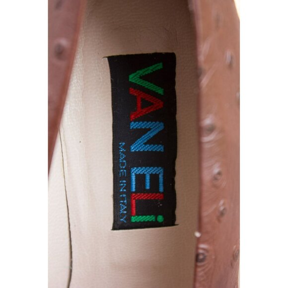 Vintage 1980's Women's Pumps Shoes PVaneli Brown Ostrich Made In Italy Size 5.5M - Picture 3 of 4